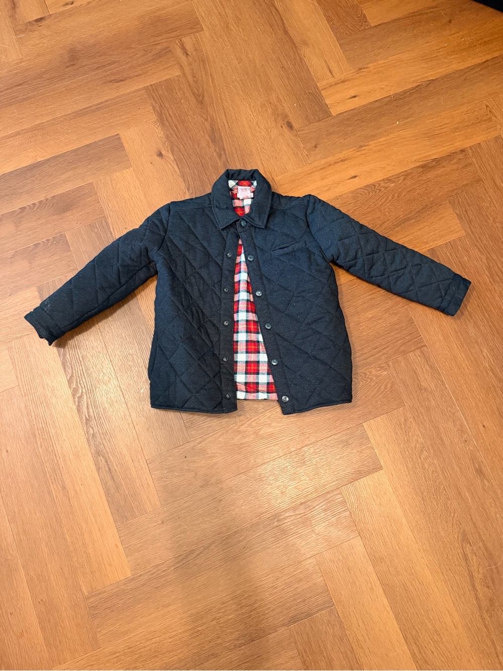 Tommy Bahama Boys Quilted Jacket Black Plaid Lined Size M 7/8